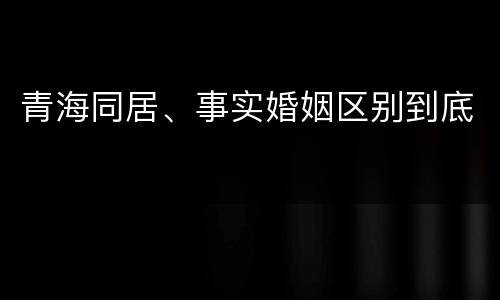 青海同居、事实婚姻区别到底