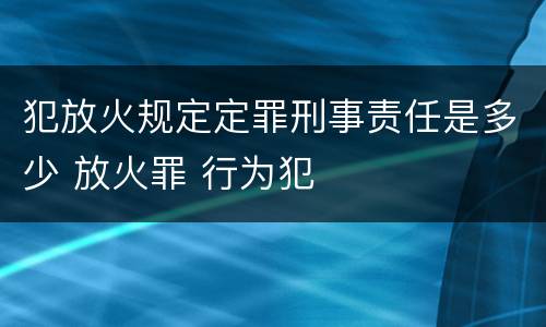 犯放火规定定罪刑事责任是多少 放火罪 行为犯