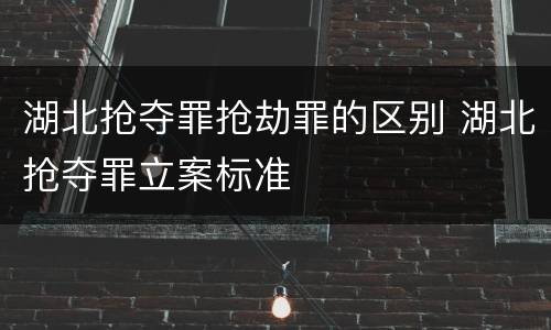 湖北抢夺罪抢劫罪的区别 湖北抢夺罪立案标准