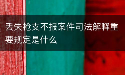 丢失枪支不报案件司法解释重要规定是什么