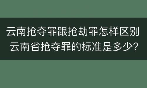 云南抢夺罪跟抢劫罪怎样区别 云南省抢夺罪的标准是多少?