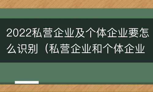 2022私营企业及个体企业要怎么识别（私营企业和个体企业）