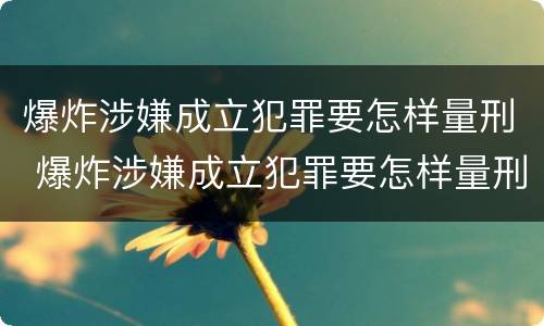 爆炸涉嫌成立犯罪要怎样量刑 爆炸涉嫌成立犯罪要怎样量刑呢