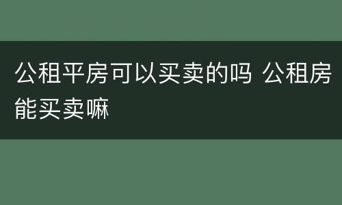 公租平房可以买卖的吗 公租房能买卖嘛