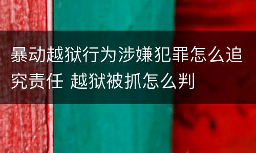 暴动越狱行为涉嫌犯罪怎么追究责任 越狱被抓怎么判