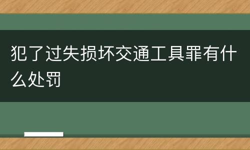犯了过失损坏交通工具罪有什么处罚