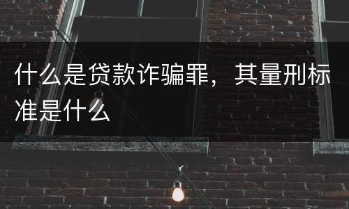 什么是贷款诈骗罪，其量刑标准是什么