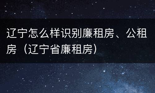 辽宁怎么样识别廉租房、公租房（辽宁省廉租房）