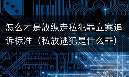 怎么才是放纵走私犯罪立案追诉标准（私放逃犯是什么罪）