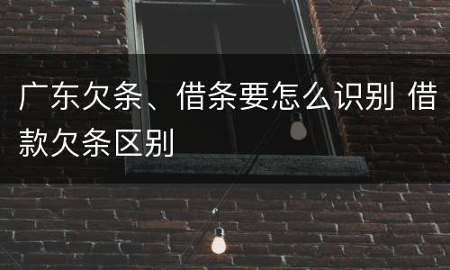 广东欠条、借条要怎么识别 借款欠条区别