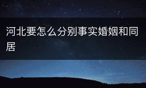 河北要怎么分别事实婚姻和同居