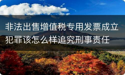 非法出售增值税专用发票成立犯罪该怎么样追究刑事责任