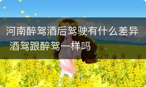 河南醉驾酒后驾驶有什么差异 酒驾跟醉驾一样吗