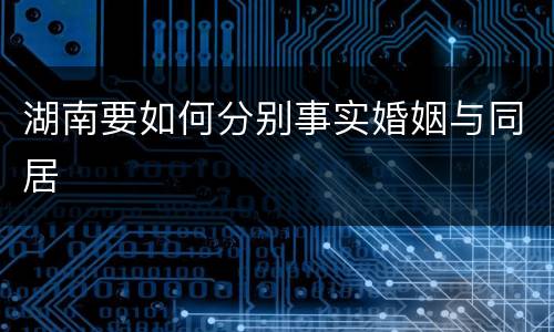 湖南要如何分别事实婚姻与同居