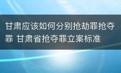 甘肃应该如何分别抢劫罪抢夺罪 甘肃省抢夺罪立案标准