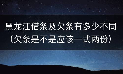 黑龙江借条及欠条有多少不同（欠条是不是应该一式两份）
