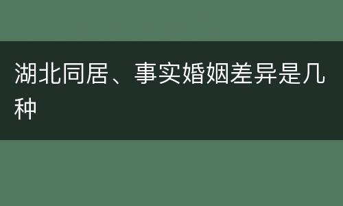 湖北同居、事实婚姻差异是几种