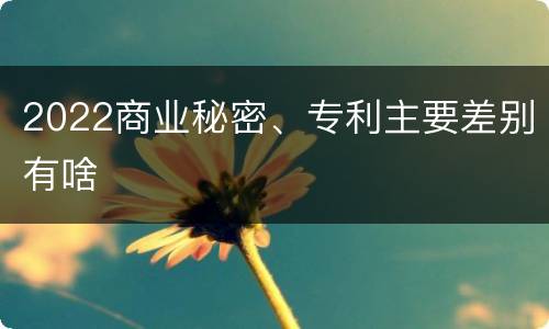 2022商业秘密、专利主要差别有啥