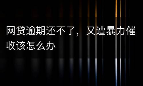 网贷逾期还不了，又遭暴力催收该怎么办