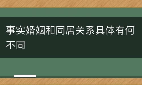 事实婚姻和同居关系具体有何不同