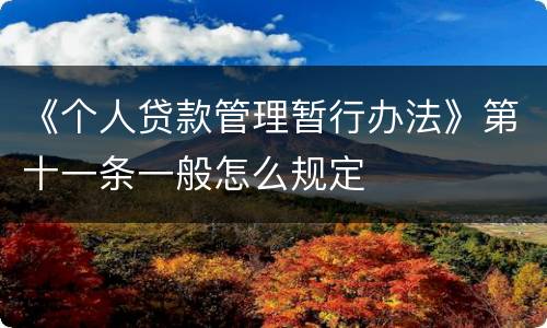 《个人贷款管理暂行办法》第十一条一般怎么规定