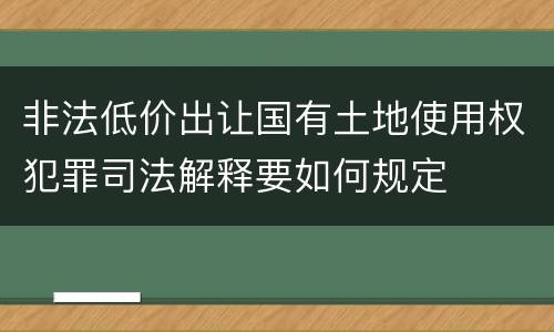 非法低价出让国有土地使用权犯罪司法解释要如何规定