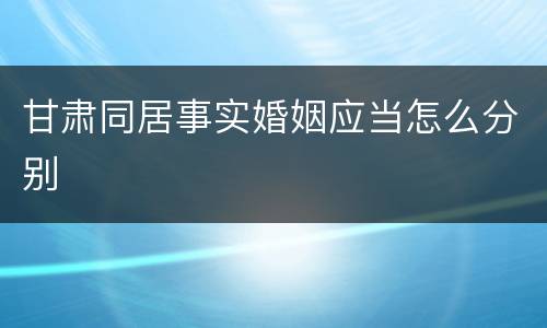 甘肃同居事实婚姻应当怎么分别