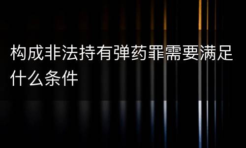 构成非法持有弹药罪需要满足什么条件