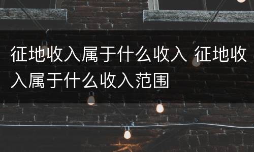 征地收入属于什么收入 征地收入属于什么收入范围