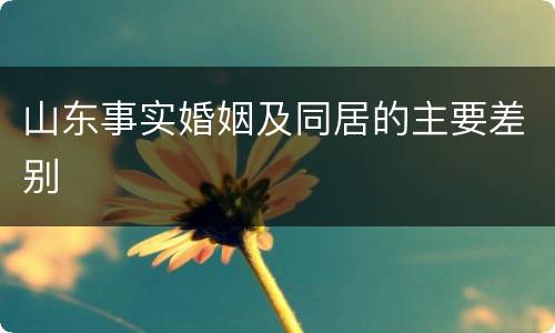 山东事实婚姻及同居的主要差别