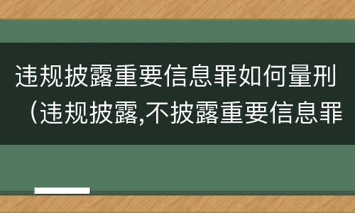 违规披露重要信息罪如何量刑（违规披露,不披露重要信息罪构成要件）