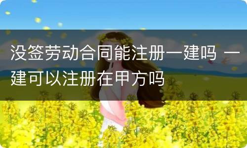 没签劳动合同能注册一建吗 一建可以注册在甲方吗