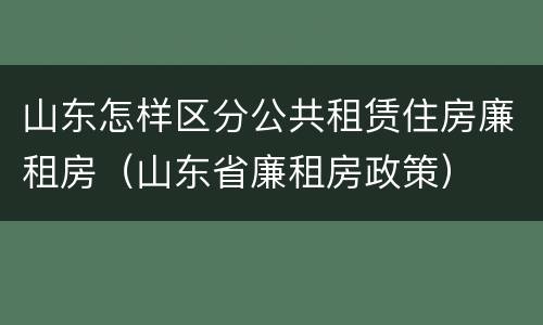山东怎样区分公共租赁住房廉租房（山东省廉租房政策）
