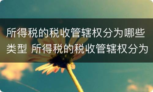 所得税的税收管辖权分为哪些类型 所得税的税收管辖权分为什么类型
