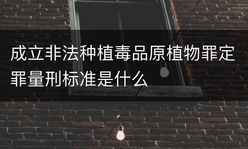 成立非法种植毒品原植物罪定罪量刑标准是什么
