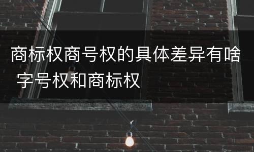 商标权商号权的具体差异有啥 字号权和商标权