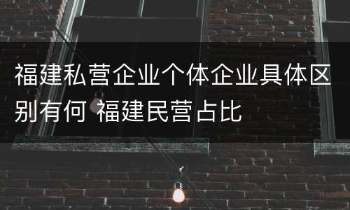 福建私营企业个体企业具体区别有何 福建民营占比