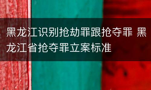 黑龙江识别抢劫罪跟抢夺罪 黑龙江省抢夺罪立案标准