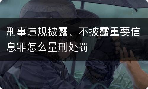 刑事违规披露、不披露重要信息罪怎么量刑处罚