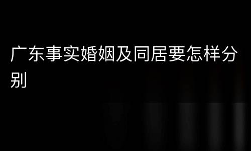 广东事实婚姻及同居要怎样分别