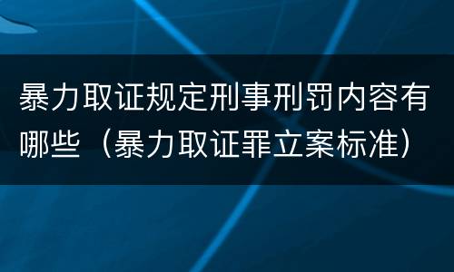 暴力取证规定刑事刑罚内容有哪些（暴力取证罪立案标准）