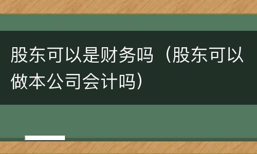 股东可以是财务吗（股东可以做本公司会计吗）