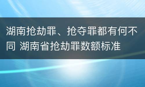 湖南抢劫罪、抢夺罪都有何不同 湖南省抢劫罪数额标准