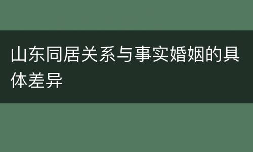 山东同居关系与事实婚姻的具体差异
