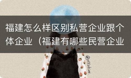福建怎么样区别私营企业跟个体企业（福建有哪些民营企业）