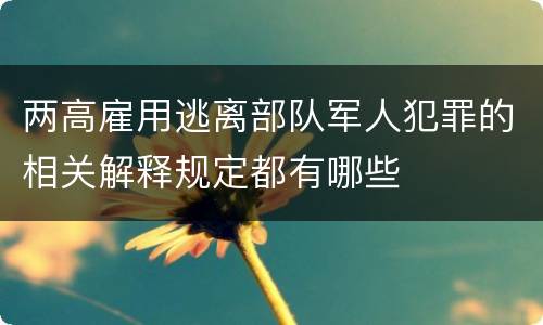 两高雇用逃离部队军人犯罪的相关解释规定都有哪些