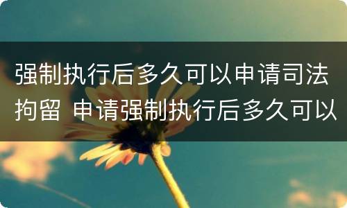 强制执行后多久可以申请司法拘留 申请强制执行后多久可以申请拘留