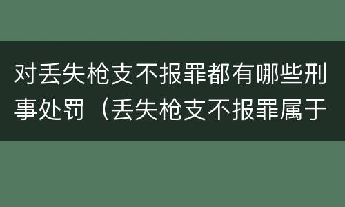 对丢失枪支不报罪都有哪些刑事处罚（丢失枪支不报罪属于）