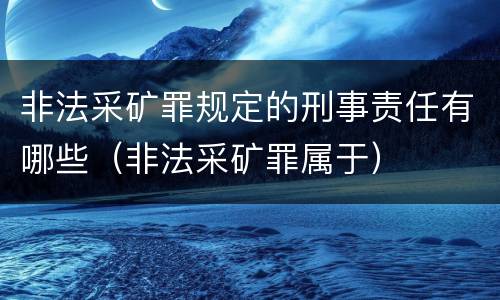非法采矿罪规定的刑事责任有哪些（非法采矿罪属于）
