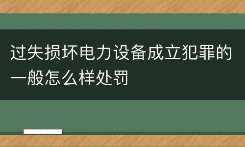 过失损坏电力设备成立犯罪的一般怎么样处罚